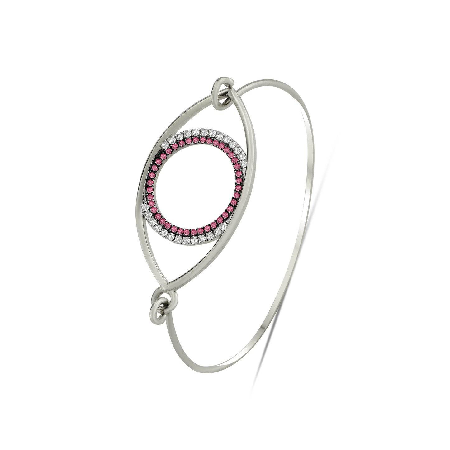 White Gold Eternal Eye Diamond and Gemstones Bangle