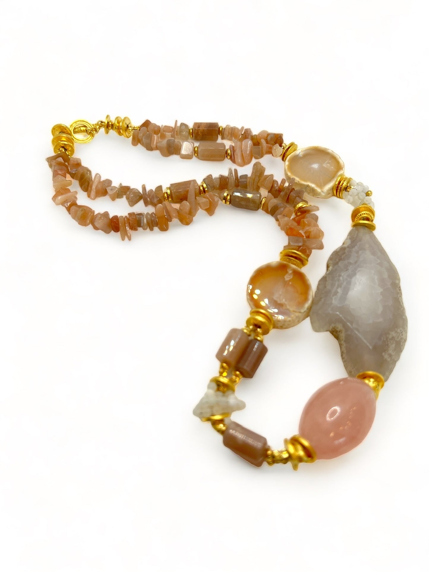 Pink and Grey Stone Necklace