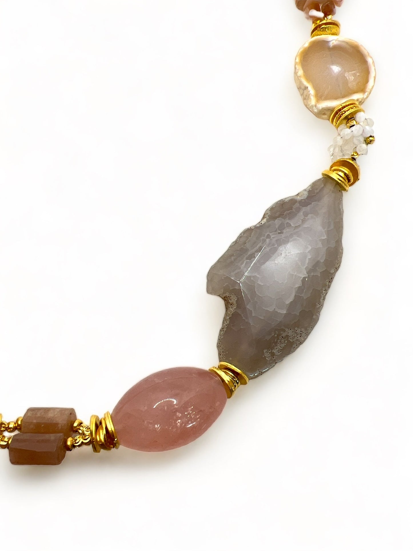 Pink and Grey Stone Necklace