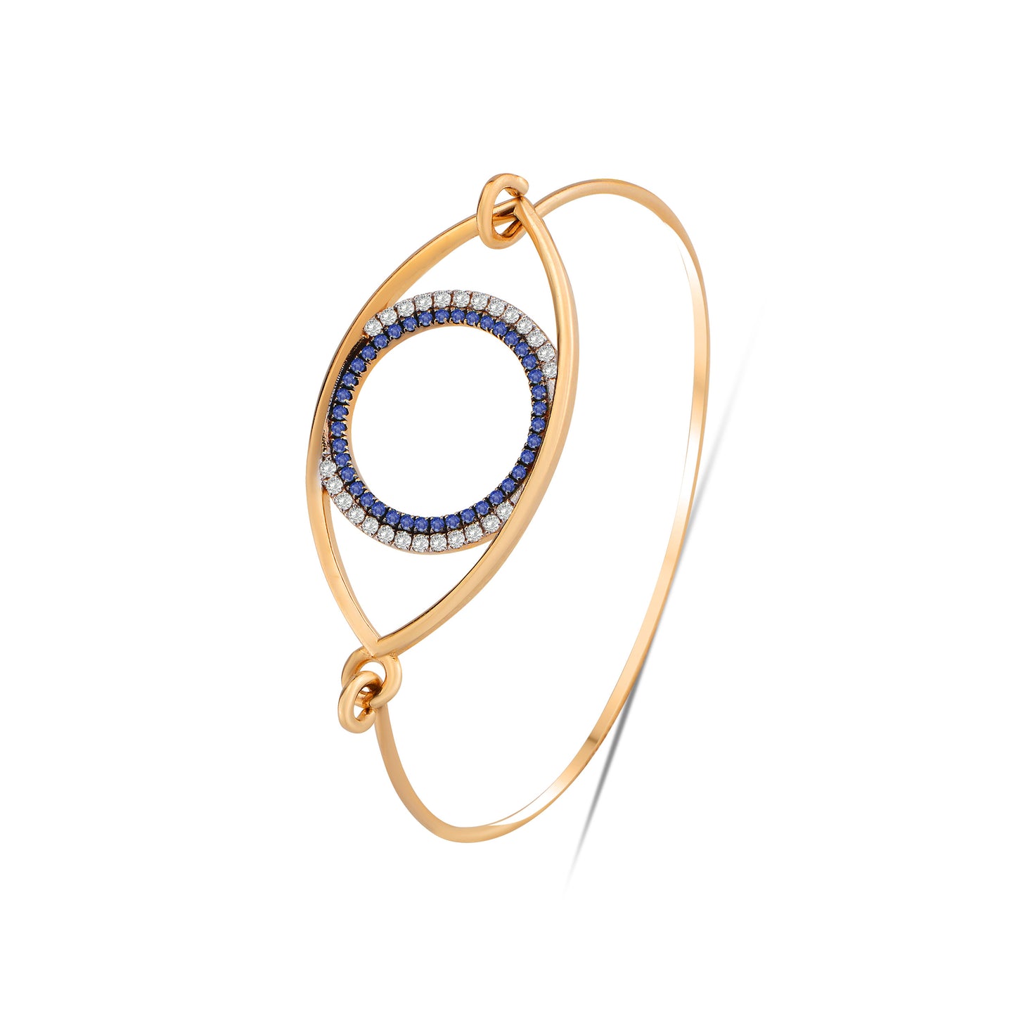 Rose Gold Eternal Eye Diamond and Gemstones Bangle
