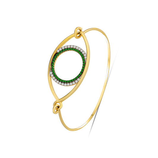 Yellow Gold Eternal Eye Diamond and Gemstones Bangle