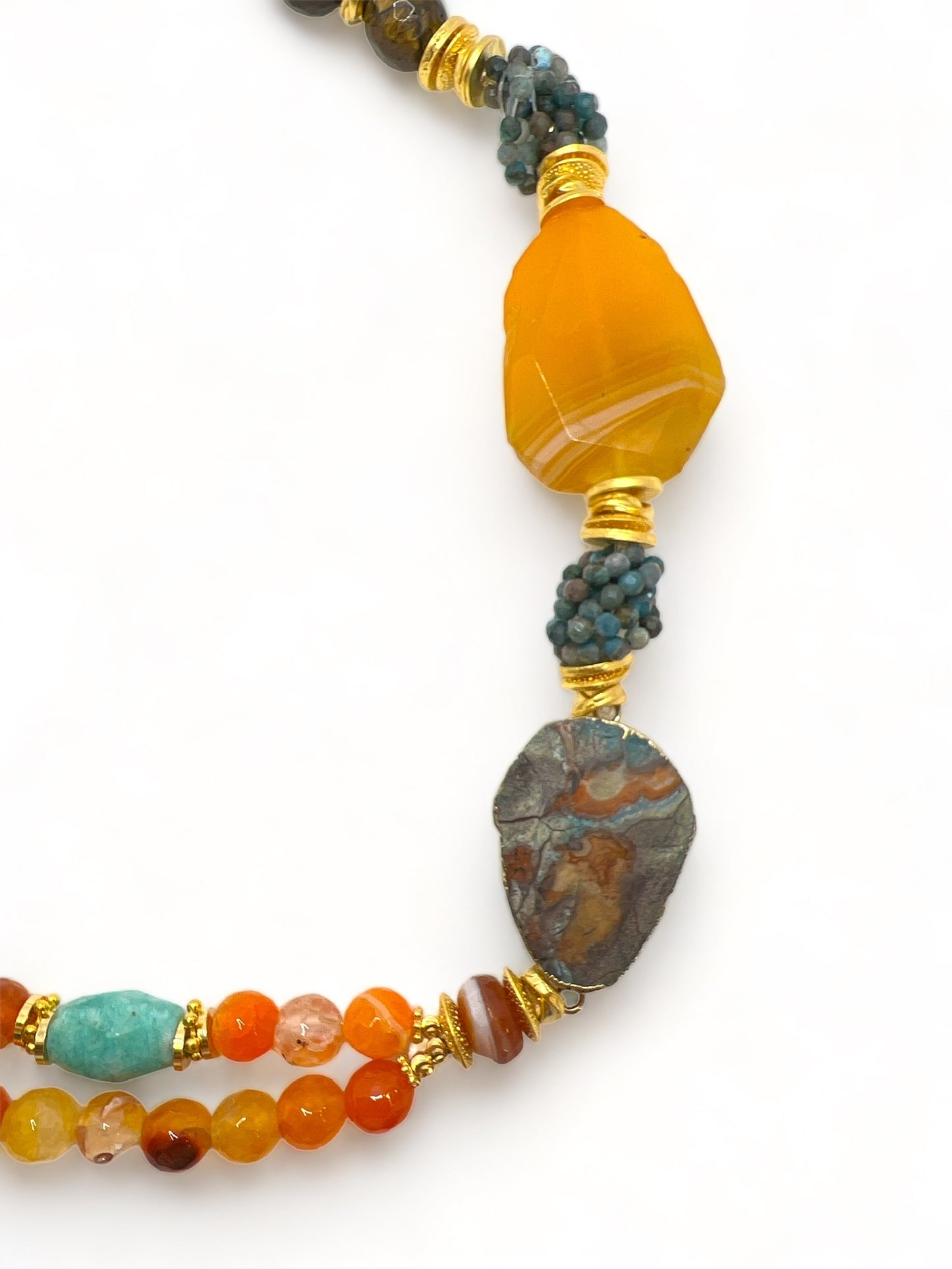 Orange and Turquoise Stone Necklace