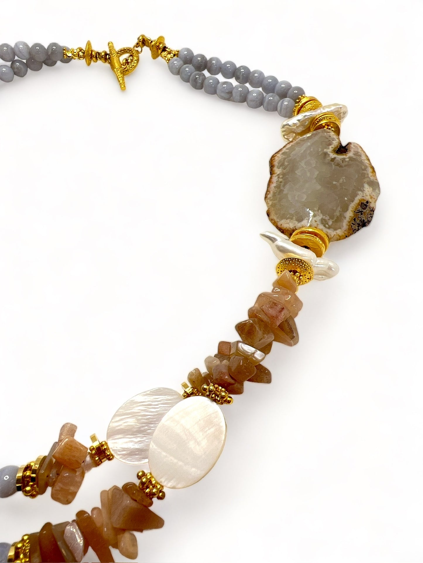 Periwinkle and Pink Stones Necklace
