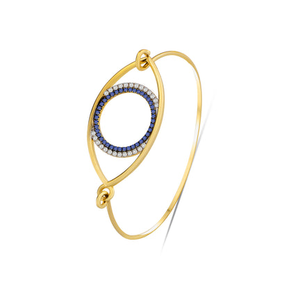 Yellow Gold Eternal Eye Diamond and Gemstones Bangle