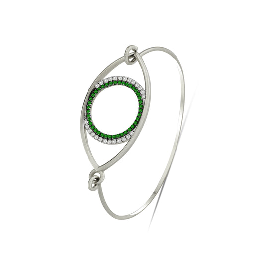 White Gold Eternal Eye Diamond and Gemstones Bangle