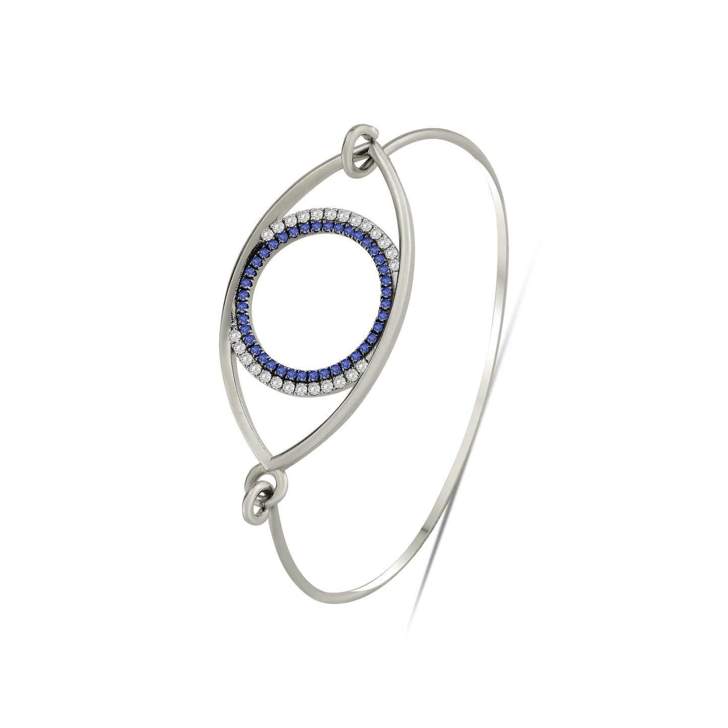White Gold Eternal Eye Diamond and Gemstones Bangle