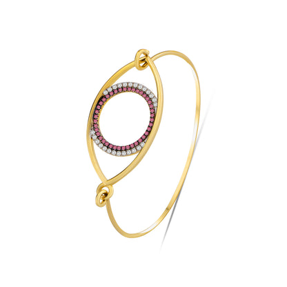 Yellow Gold Eternal Eye Diamond and Gemstones Bangle