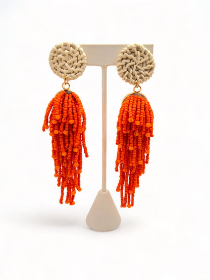 Orange Fringe Earrings