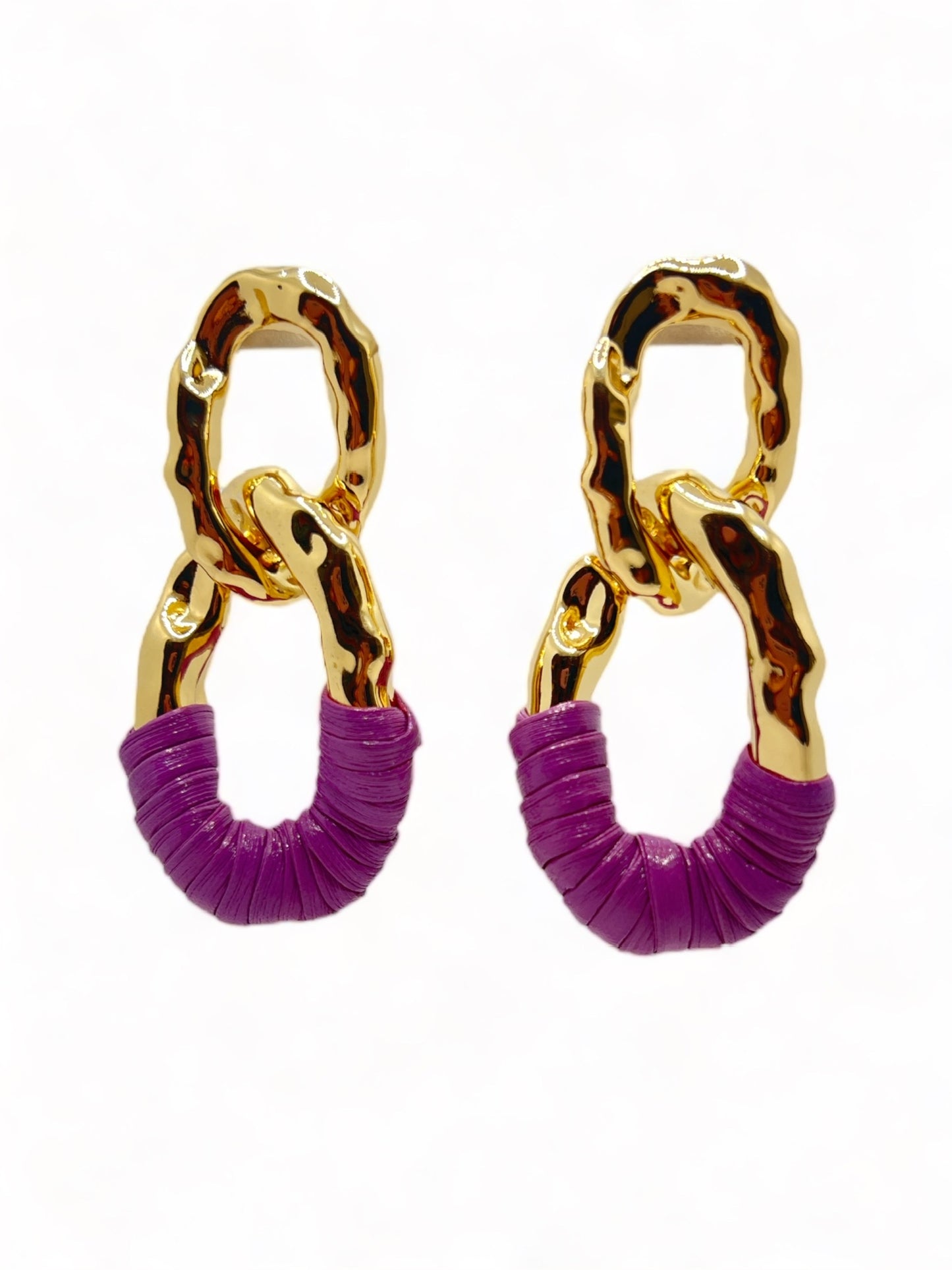 Double Chain Purple Earrings