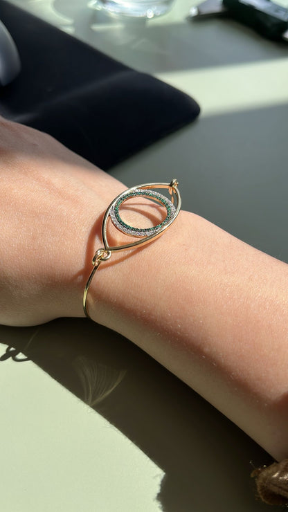 Yellow Gold Eternal Eye Diamond and Gemstones Bangle