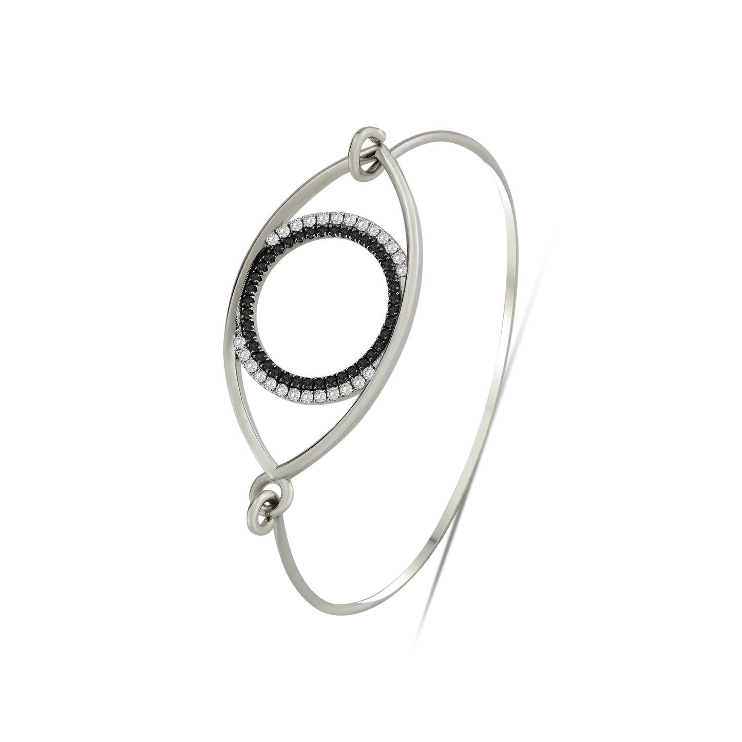 White Gold Eternal Eye Diamond and Gemstones Bangle