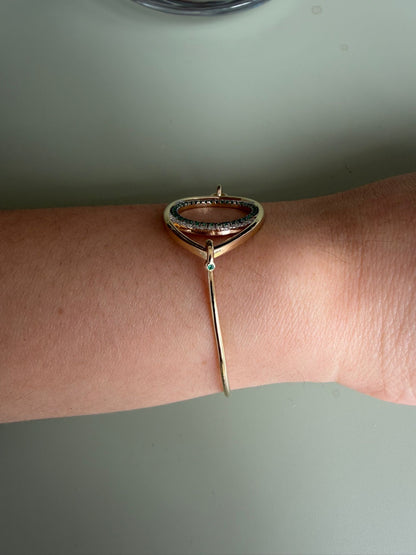 Yellow Gold Eternal Eye Diamond and Gemstones Bangle