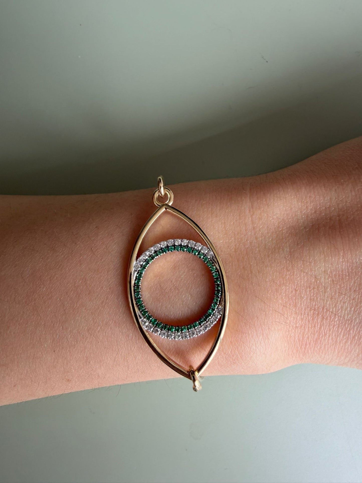 Yellow Gold Eternal Eye Diamond and Gemstones Bangle