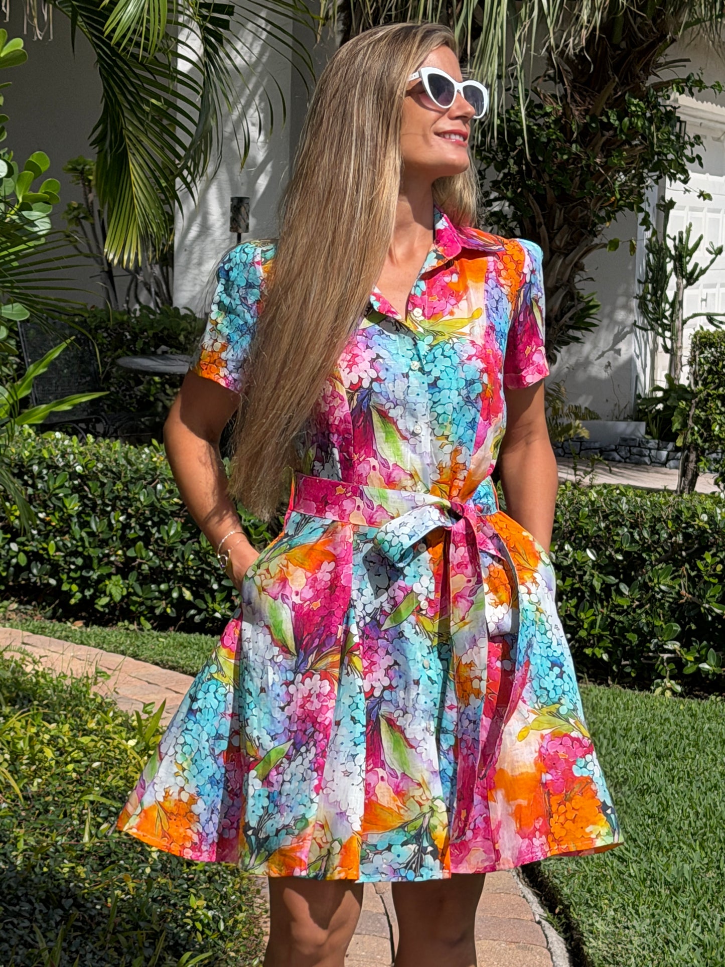 Color Splash Belted Mini Dress