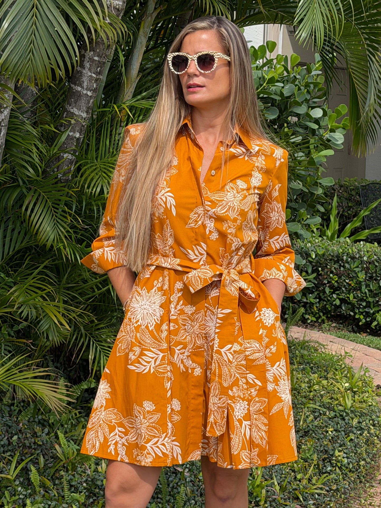 Amber Bloom Belted Mini Dress