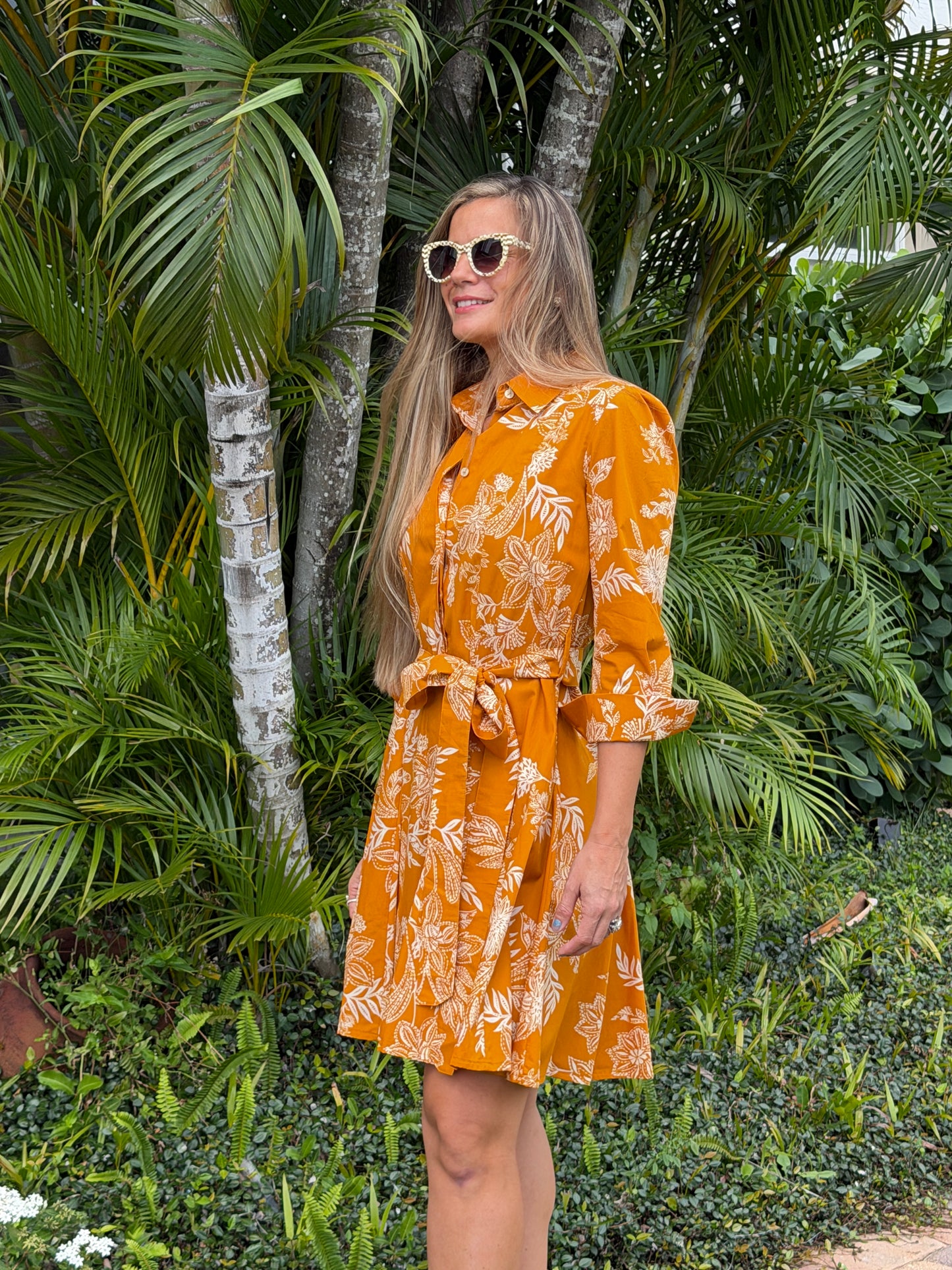 Amber Bloom Belted Mini Dress