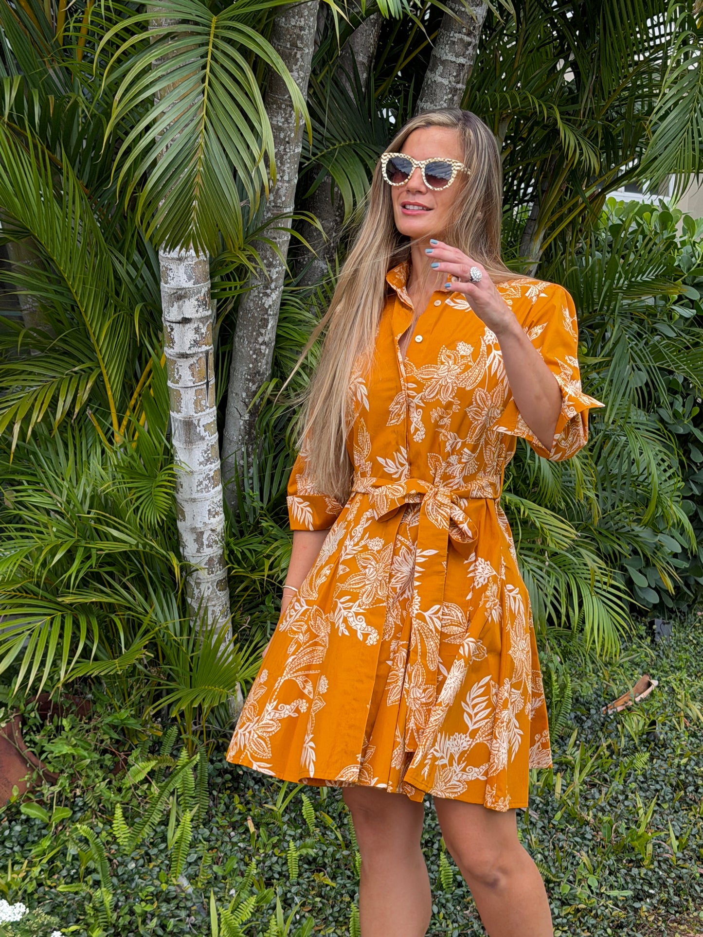 Amber Bloom Belted Mini Dress