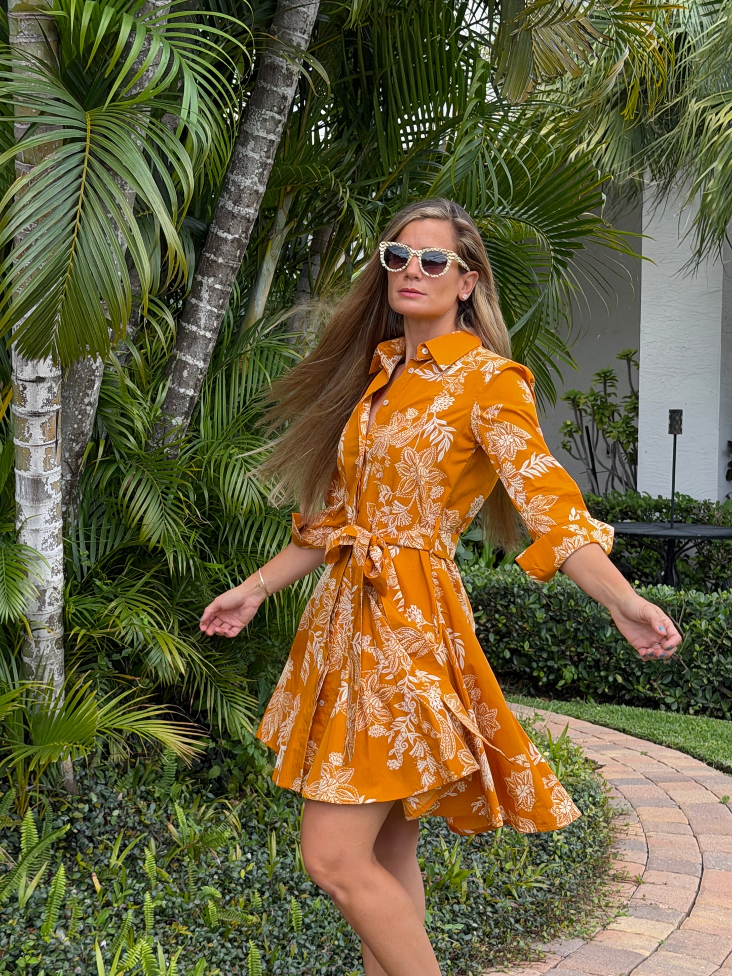 Amber Bloom Belted Mini Dress