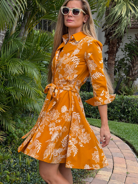 Amber Bloom Belted Mini Dress