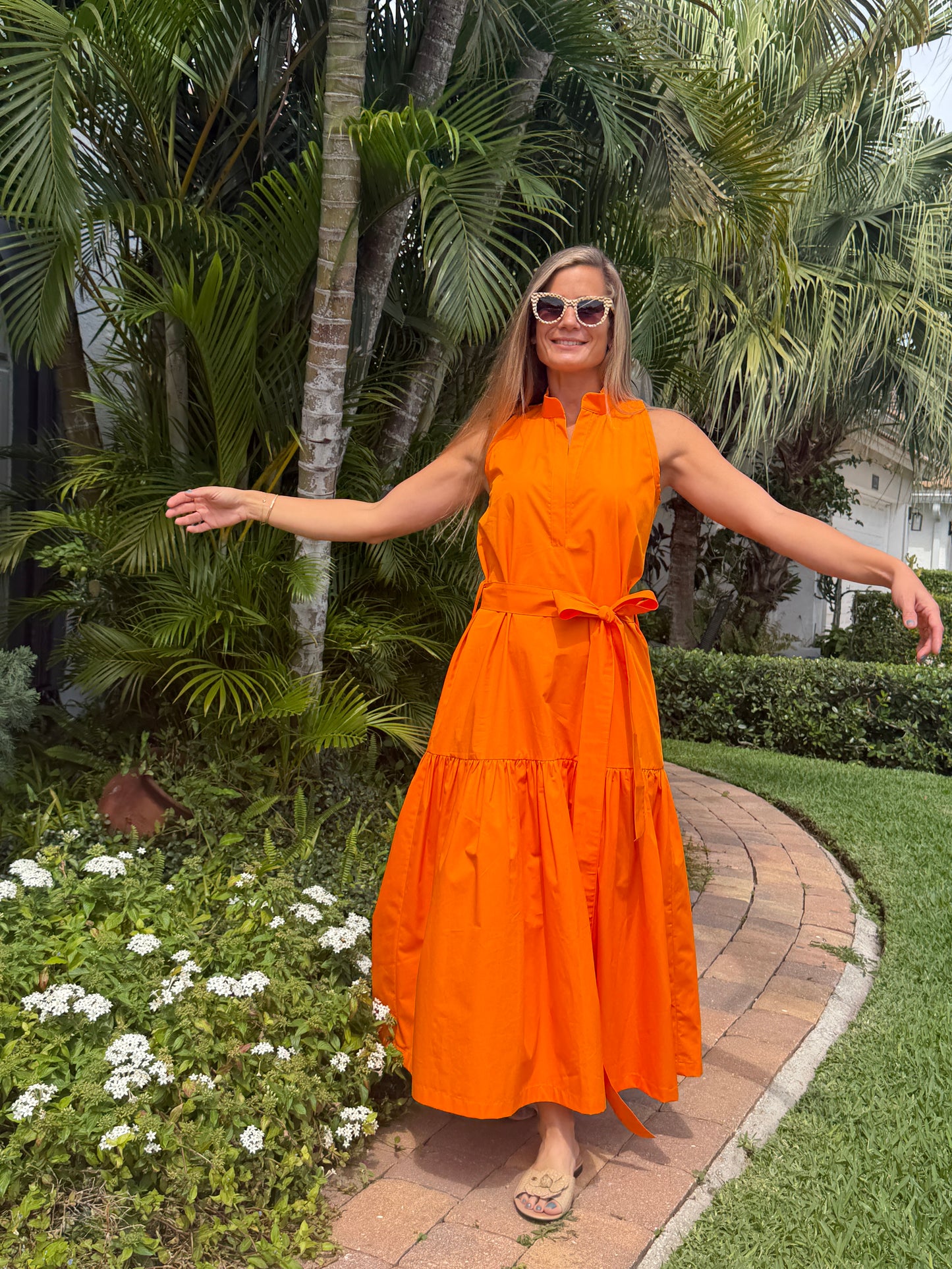 Sunset Citrus Belted  Dress