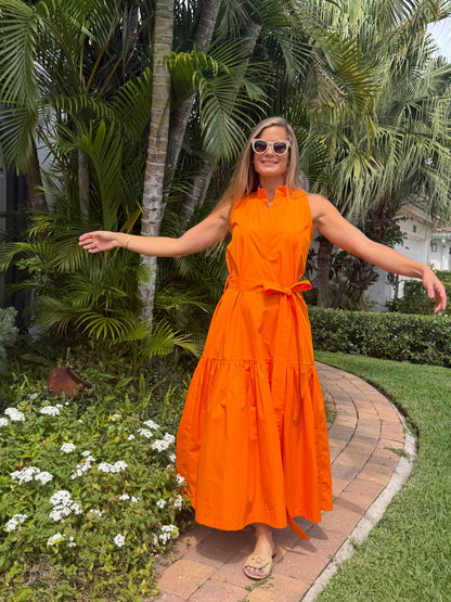 Sunset Citrus Belted  Dress