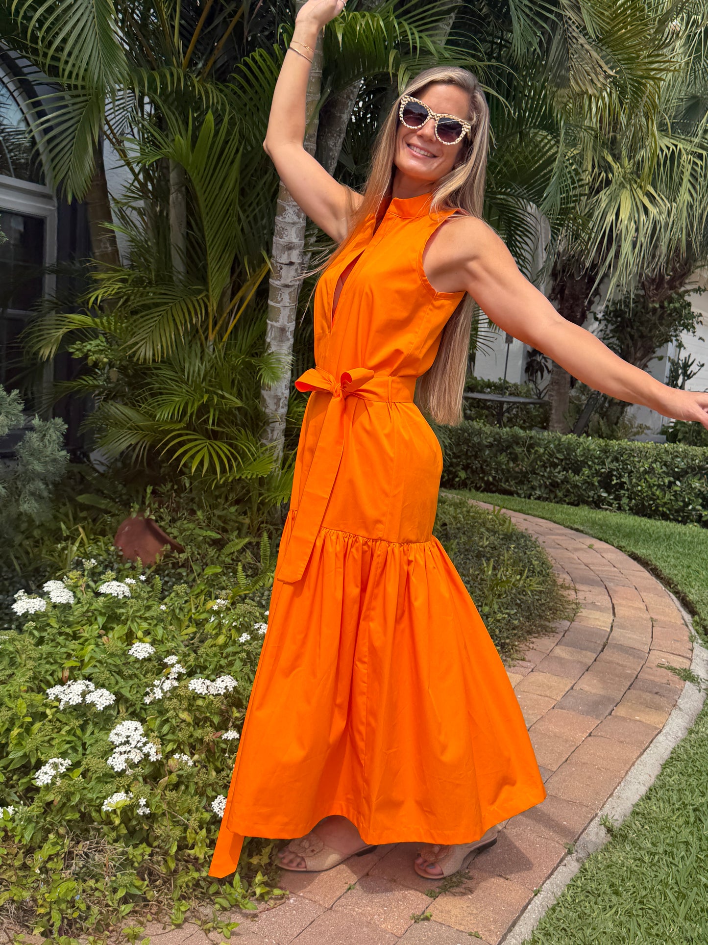 Sunset Citrus Belted  Dress