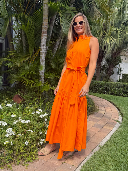 Sunset Citrus Belted  Dress