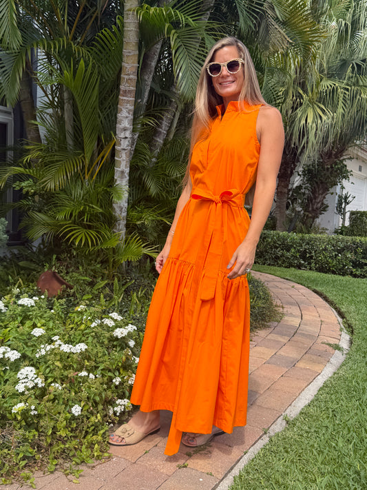Sunset Citrus Belted  Dress
